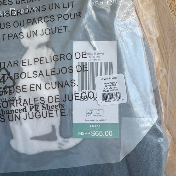 Vera Bradley Cat's Meow Fleece Throw Blanket NWT - Picture 3 of 4